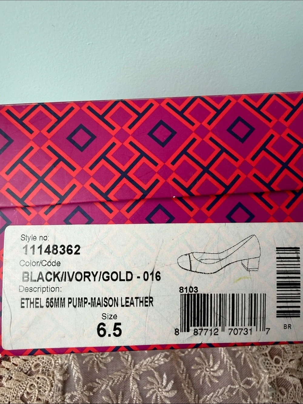 Tory Burch Black and Cream Cap-Toe Ballet Flats with Logo Medallion